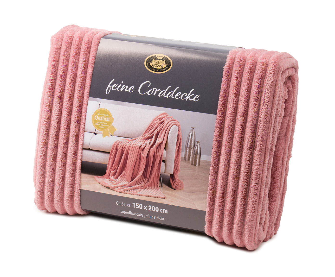 Plaids Light Cord Optik 150x200 vieux rose