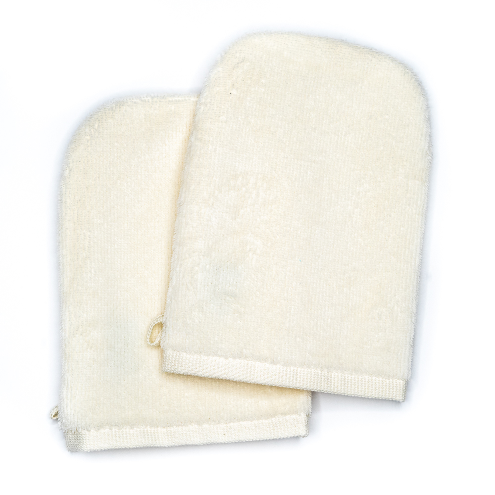Gants de toilette creme (paire)
