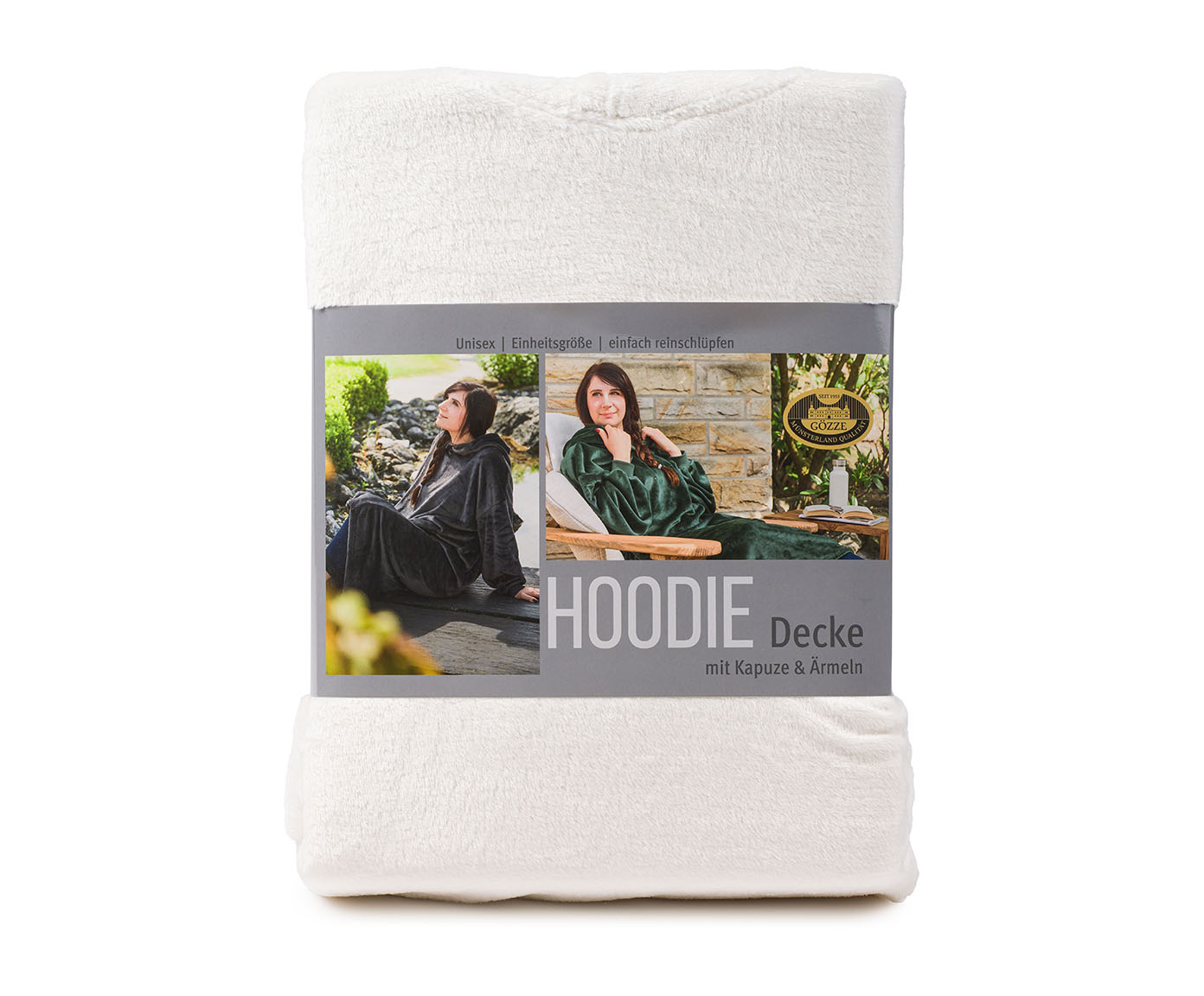 Couverture à capuche blanc cassé