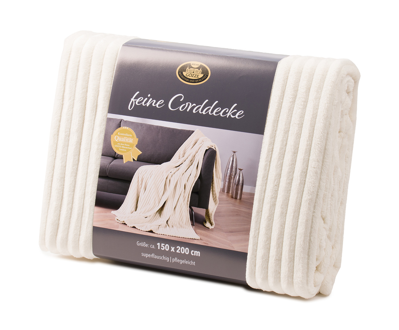 Plaids Light Cord Optik 150x200 blanc cassé