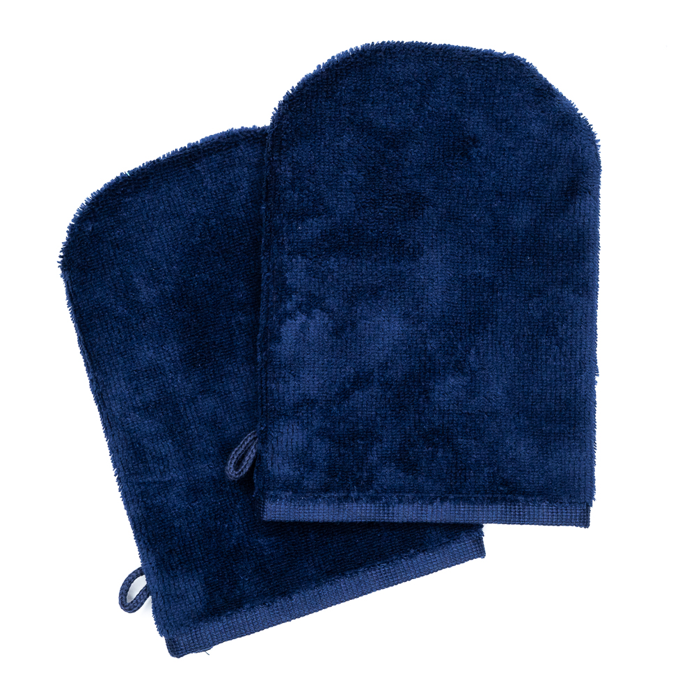 Gants de toilette bleu nuit (paire)