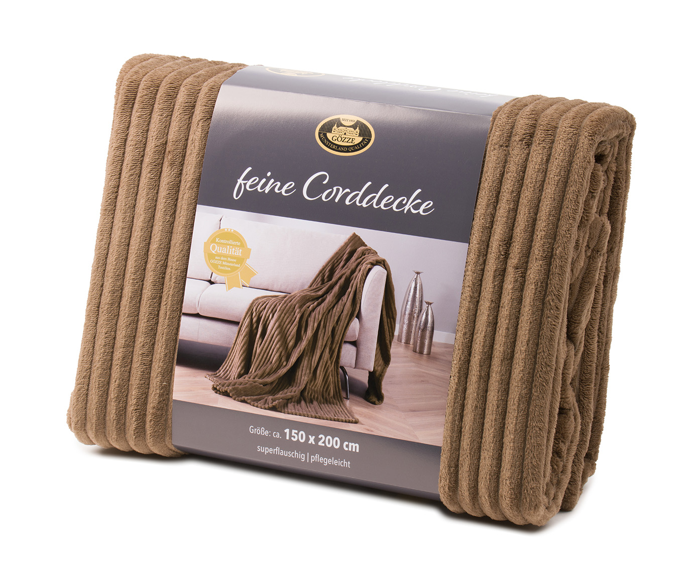 Plaids Light Cord Optik 150x200 taupe